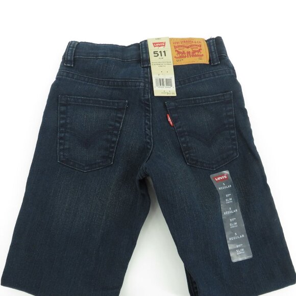 Levis 511 Slim Fit Boys Jeans 5 Regular Adjustable Waistband Dark Wash Denim NWT - Picture 4 of 5